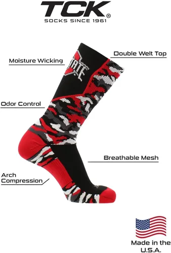 Miniatura 4 de TCK NCAA Woodland Camo Crew Socks – Officially Licensed Collegiate Fan Gear – Durable Cushioned Moisture Wicking Socks