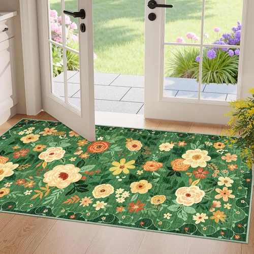 Miniatura 167 de DUKINO Alfombra de área de 6 x 9 pies, alfombra floral para sala de estar, ligera, antideslizante, lavable, alfombra de interior de pelo bajo