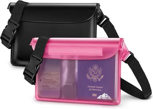 Miniatura 12 de HEETA Paquete de 2 bolsas impermeables, sensibles a la pantalla táctil, bolsa seca impermeable con correa ajustable para la cintura, mantiene tu