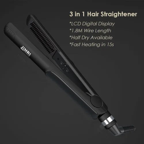 Miniatura 9 de Cepillo alisador térmico 3 en 1, plancha plana para un estilo suave y antiencrespamiento Crimpadora de cabello y cepillo alisador eléctrico