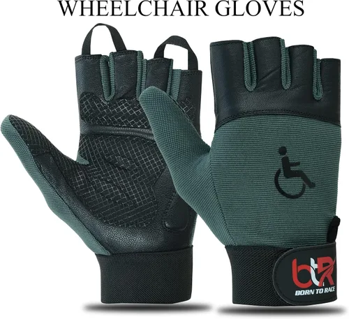Miniatura 2 de BTR Guantes para Silla de Ruedas para Hombres y Mujeres Guantes para Movilidad y Discapacidad con Diseño Transpirable, Ligero, Agarre Negro