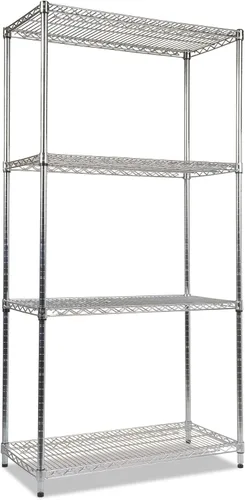 Miniatura 16 de Alera ALE Industrial - Kit de inicio de estantería de alambre resistente, 4 estantes, 48 pulgadas de ancho x 18 pulgadas de profundidad x 72 plateado