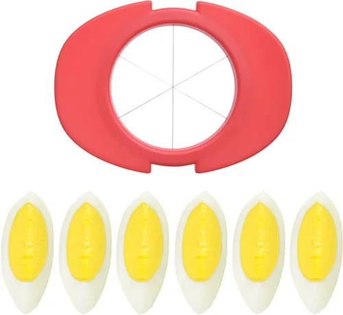 Miniatura 3 de Juego de rebanador de huevos con 3 cortadores - Corta huevos duros en rodajas finas, gajos o mitades - Rebanar huevos manualmente fácil - Sin