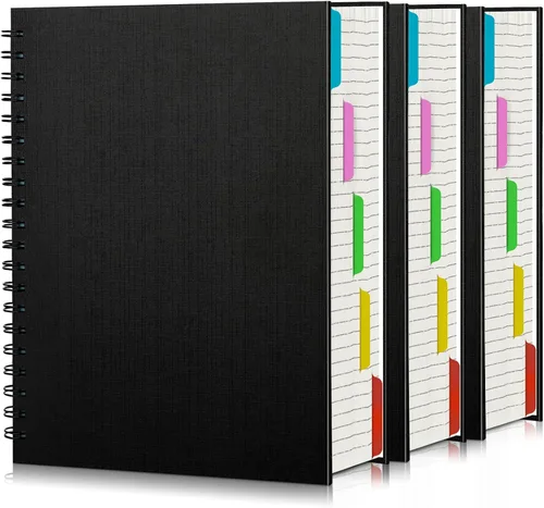 Miniatura 24 de EUSOAR - Cuaderno en espiral de tapa dura para universidad, rayado, paquete de 3 cuadernos A5 de 5.5"x8.3", con 5 divisiones, para escritura, tapa