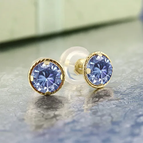 Miniatura 72 de Gem Stone King Aretes redondos de oro amarillo de 14 quilates con piedra natal Redondos de 0.157 in Aretes de oro para mujeres y hombres