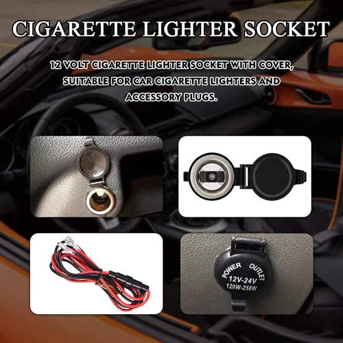 Miniatura 4 de Beypovk Enchufe para encendedor de cigarrillos, adaptador de encendedor de cigarrillos para automóvil con cubierta impermeable y cable de extensión