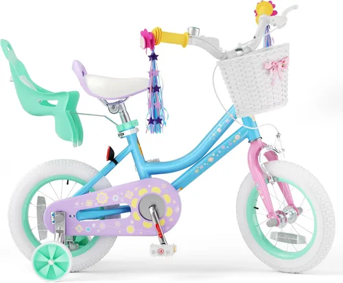 KORIMEFA Bicicleta para niñas de 2 a 12 años, 12, 14, 16, 20 pulgadas, bicicleta para niños pequeños con ruedas de entrenamiento, bicicleta de