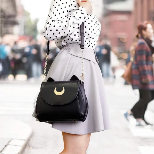 Miniatura 6 de Oct17 Moon Luna Design Monedero Kitty Cat Satchel bolso de hombro diseñador mujeres bolso Tote PU cuero Sailer
