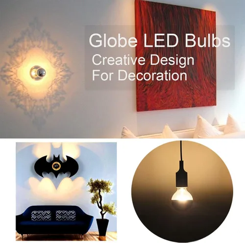Miniatura 3 de Foco de medio cromo, bombillas LED Edison regulables de 6 W (equivalente a 60 W), forma de globo G80/G25 decorativa, luz reflejada mitad negra, luz