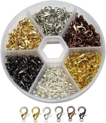 Libiline 1 caja de 300 piezas surtidas de 6 colores de aleación de zinc para joyería, collares, pulseras, sin níquel (mezcla, 0.394 x 0.236 in)
