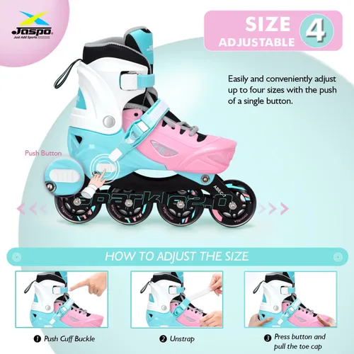 Miniatura 7 de Jaspo Sparkle 2.0 - Patines en línea/cuádruples convertibles y ajustables, diseño 2 en 1, chasis de aluminio, ruedas de poliuretano 85A de 2.756 in
