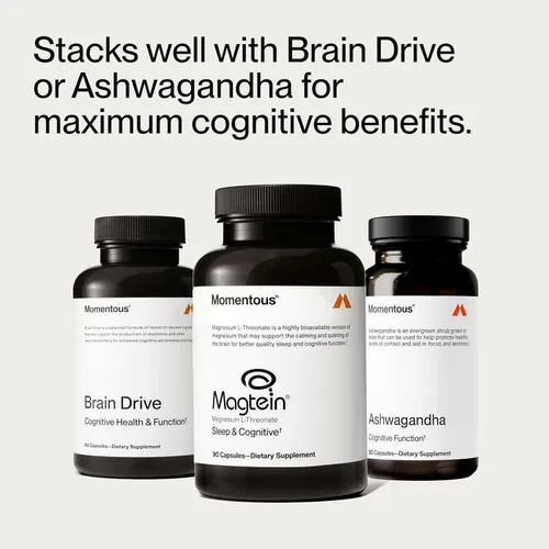 Miniatura 7 de Momentous Magtein Magnesio L-Treonato - Suplemento para el Apoyo Cerebral y el Descanso - Mejora la Función Cognitiva y la Calidad del Sueño