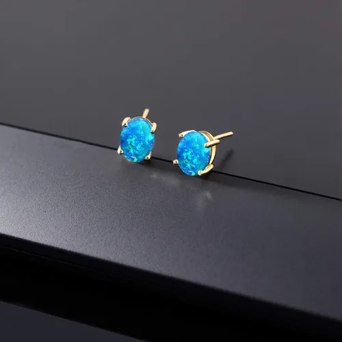 Miniatura 303 de Gem Stone King Aretes de oro de 14 quilates con piedra natal ovalada de 0.315 x 0.236 in Aretes de oro para mujer