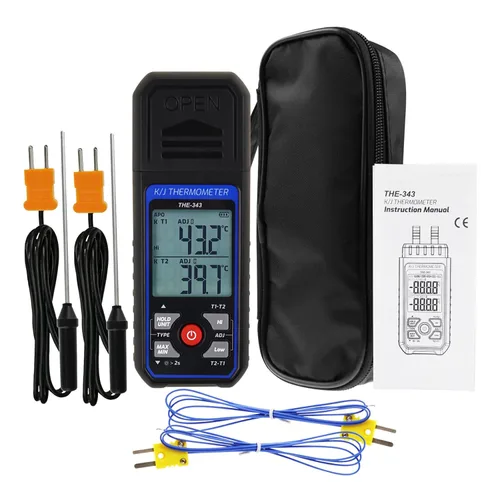 Miniatura 8 de Termómetro de Termopar Termómetro Digital Tipo K con 4 Termocuplas, Rango de Medición -328~2500℉ Medidor de Temperatura HVAC de Doble Canal