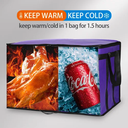 Miniatura 62 de Bodaon Paquete de 10 bolsas aisladas para entrega de alimentos para comidas calientes y frías, bolsas térmicas y enfriadoras, bolsa aislante de Negro