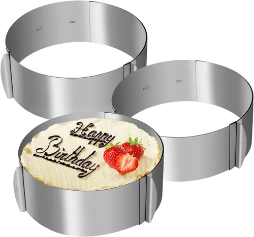 Miniatura 9 de KINJOEK Anillo de molde de pastel de 6 a 12 pulgadas, retráctil de acero inoxidable ajustable, redondo, para pastel, molde de barra de leche