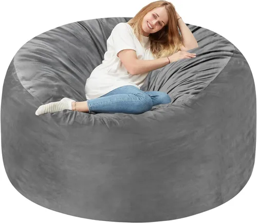 Miniatura 16 de Homguava - Sillón puff de 3 pies Sillón estilo puff grande de 3 pulgadas con relleno de espuma viscoelástica, sofá suave con funda de terciopelo