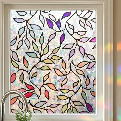 Miniatura 12 de Película estática para ventana, prisma 3D, vidrio emplomado de bambú, tintado para puerta corrediza de día y noche, calcomanía de privacidad