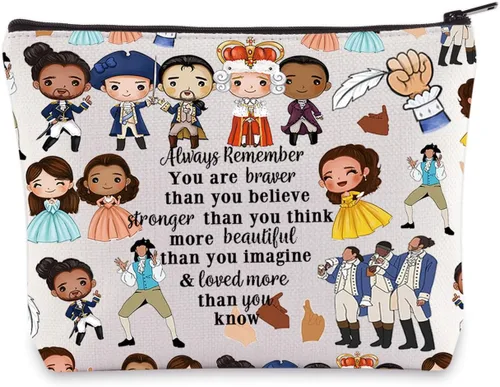 LEVLO Bolsa de cosméticos musicales Musicales You Are Braver Stronger Smarter Than You Think Theater Makeup Bag, Personajes siempre amplios, Bolsa