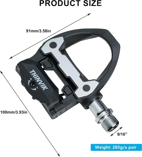 Miniatura 2 de Thinvik Pedales sin clipless para bicicleta de carretera con tacos compatibles con el sistema Shimano SPD SL, centro de pedal 53mm