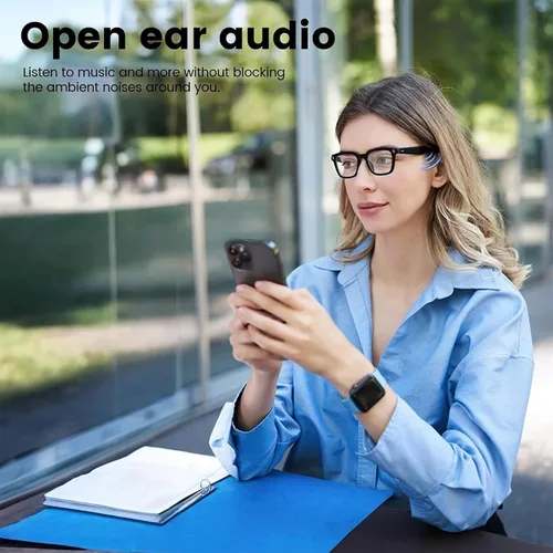 Miniatura 9 de Gafas de cámara para vlogging y computadora, lentes inteligentes de filtrado de luz azul con grabación de 1080P, manos libres y vista previa