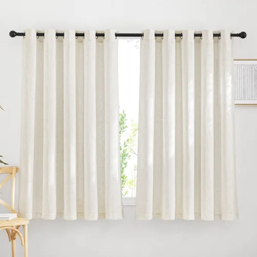 Miniatura 53 de NICETOWN Cortinas de lino traslúcidas con textura de lino de 84 pulgadas de largo, con ojales semitraslúcidos, tratamientos de ventana, privacidad