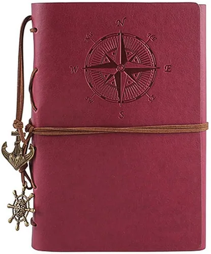 Miniatura 9 de Cuaderno de escritura de cuero, cuaderno de espiral náutico vintage, cuaderno de bocetos, diario de viaje para escribir con páginas en blanco y Negro
