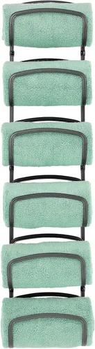 Miniatura 8 de mDesign Toallero moderno y decorativo de seis niveles para baño, soporte y organizador, para montar en la pared, para almacenamiento de toallas