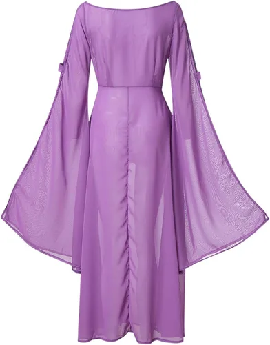 Miniatura 5 de FRMUIC Vestido de hada renacentista para mujer, disfraz irlandés medieval, vestido sexy de Halloween, vestido victoriano con hombros descubiertos