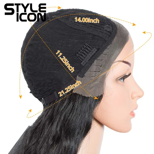 Miniatura 8 de Style Icon Pelucas de encaje en Y de 32 pulgadas de largo, onduladas, color negro, parte media, pelucas sintéticas de densidad del 130%