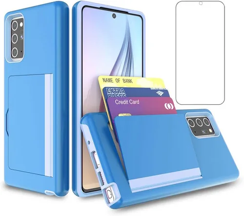 Funda de teléfono para Samsung Galaxy Note 20 con protector de pantalla de vidrio templado y tarjetero para tarjetas de crédito, billetera delgada,