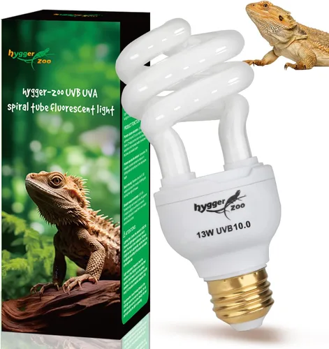 Bombilla UVB para reptiles, 10.0 13 W UVB para reptiles, Hygger zoo UVA UVB Bombilla para reptiles Reptil Bombilla UVB Luz UVB para Dragón Barbudo,