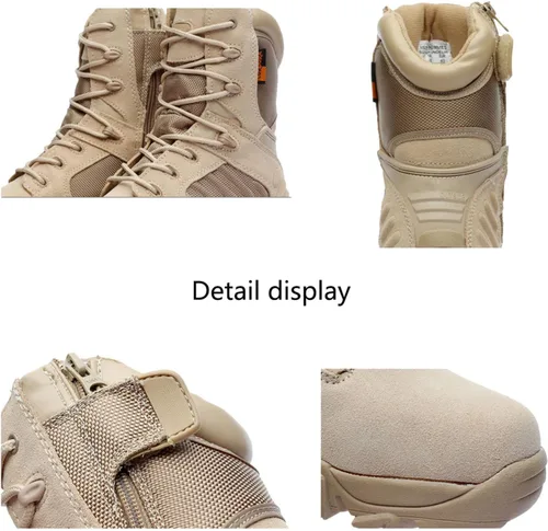 Miniatura 4 de Kervaky Botas tácticas para hombre, botas ligeras, fáciles de llevar, cremallera lateral, botas para exteriores, botas militares, botas tácticas