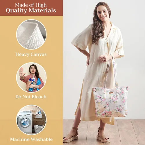 Miniatura 3 de Maison d' Hermine - Bolsa de lona de algodón reutilizable para mujeres, con asa para el hombro, bolsas a granel para compras y viajes