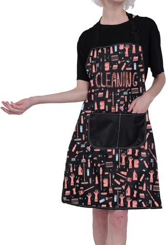 Miniatura 5 de FUSTMW Delantal con bolsillos, regalo de limpieza de casa, talla única, multicolor, moda, mujer (uso profesional y doméstico)