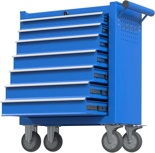 Miniatura 9 de Caja de herramientas de 7 cajones, caja de herramientas rodante con ruedas, gabinete de almacenamiento de herramientas móvil desmontable de alta