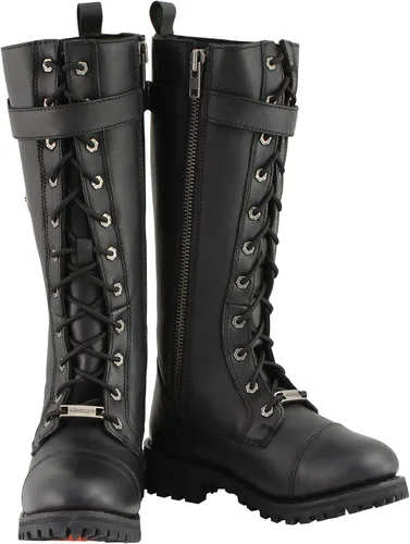 Miniatura 2 de Milwaukee Leather Botas de tiro alto de encaje a punta de 14 pulgadas para mujer Redondo Ancho - Mbl9355w