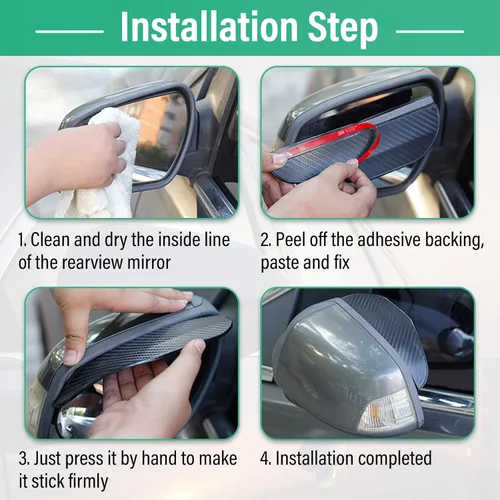 Miniatura 5 de Kewucn 2 PCS Cejas de Visor de Lluvia para Espejo, Protectores de Visor de Lluvia Impermeables para Espejos Laterales de Automóvil, Accesorios