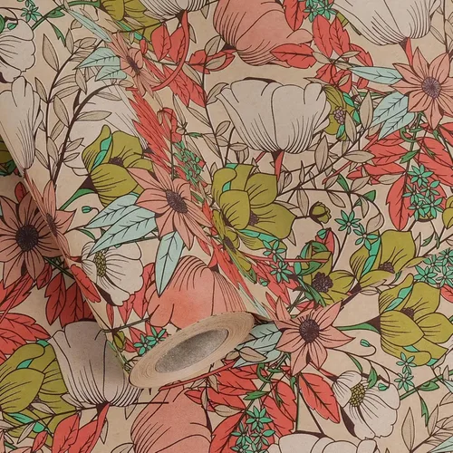 Miniatura 10 de Aimyoo - Rollo de papel de regalo floral kraft - Rollo jumbo - 30 pulgadas x 33 pies - Papel de regalo vintage con flores para todas las ocasiones