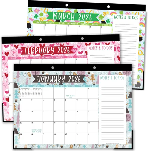 Hadley Designs Calendario de Escritorio Grande 2026-2027 - Calendario de Escritorio 2026, Calendarios de Escritorio de 18 Meses para Hogar, Oficina