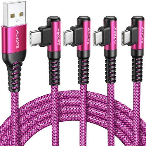 Miniatura 32 de AINOPE Cable USB a USB C [2 unidades, 6.6 pies] 3.1A tipo C cargador de carga rápida, cable USB C en ángulo recto para iPhone 17 Carplay, Galaxy Gris