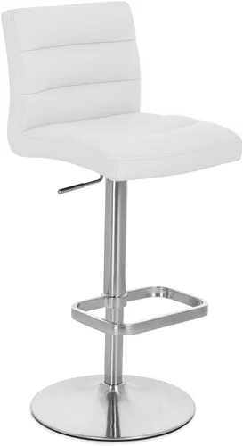Miniatura 15 de ZURI Taburete de bar moderno negro de altura ajustable con base plana redonda cepillada