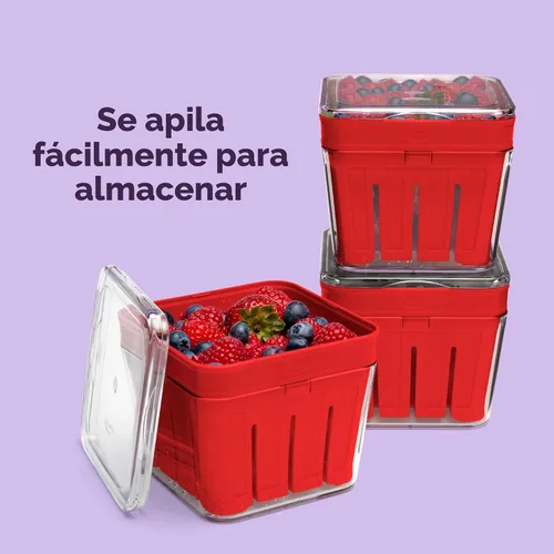 Miniatura 3 de Chef'n Cesta y Colador de Bayas Bramble (1 Cuarto, Cereza)
