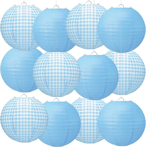 Miniatura 17 de Honoson 12 linternas de papel de composición para el regreso a clases, decoraciones de fiesta colgantes redondas de 10 pulgadas para aula, oficina