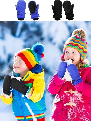 Miniatura 5 de SATINIOR 2 pares de guantes de nieve para niños, impermeables, guantes de esquí de invierno cálidos y gruesos para niñas y niños