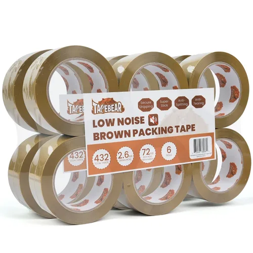 Miniatura 8 de TAPEBEAR Cinta de embalaje marrón, 12 rollos, repuestos de cinta de embalaje resistente de 1.88 pulgadas x 55 yardas para cajas, cinta marrón