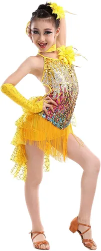 Miniatura 3 de Happy Cherry Trajes de baile de lentejuelas para niñas, trajes de baile de salsa latina