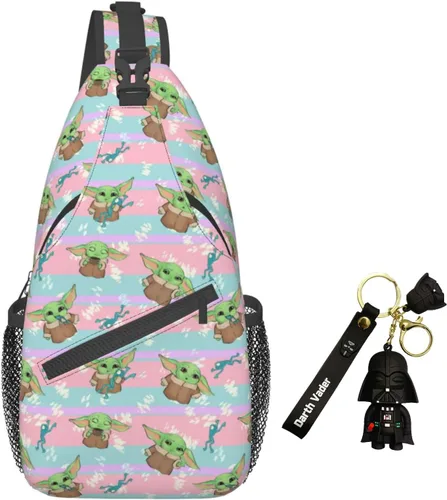 Bolso bandolera para hombres y mujeres, mochila cruzada de dibujos animados de anime con llavero multiusos bolsa cruzada en el pecho