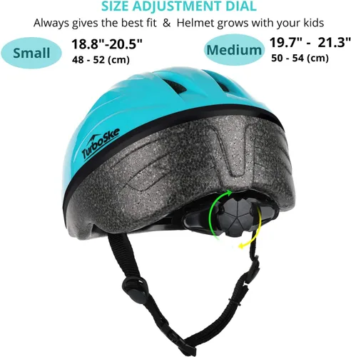Miniatura 5 de Casco de bicicleta para niños pequeños, casco multideportivo ajustable para niños y niñas Azul Aqua
