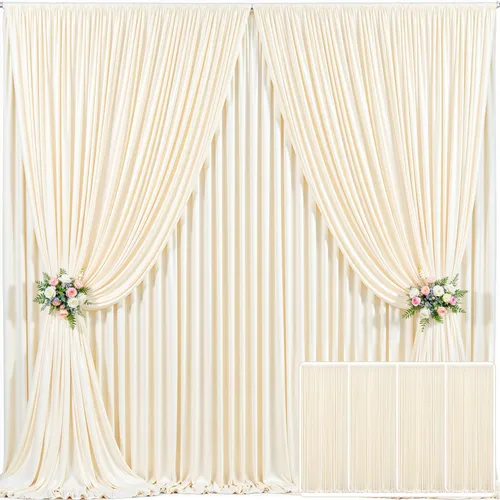 Miniatura 116 de Cortina de fondo beige de 10x10 para bodas y fiestas, cortina de fondo beige sin arrugas para fotos, cortinas de fondo para decoración de baby Gris